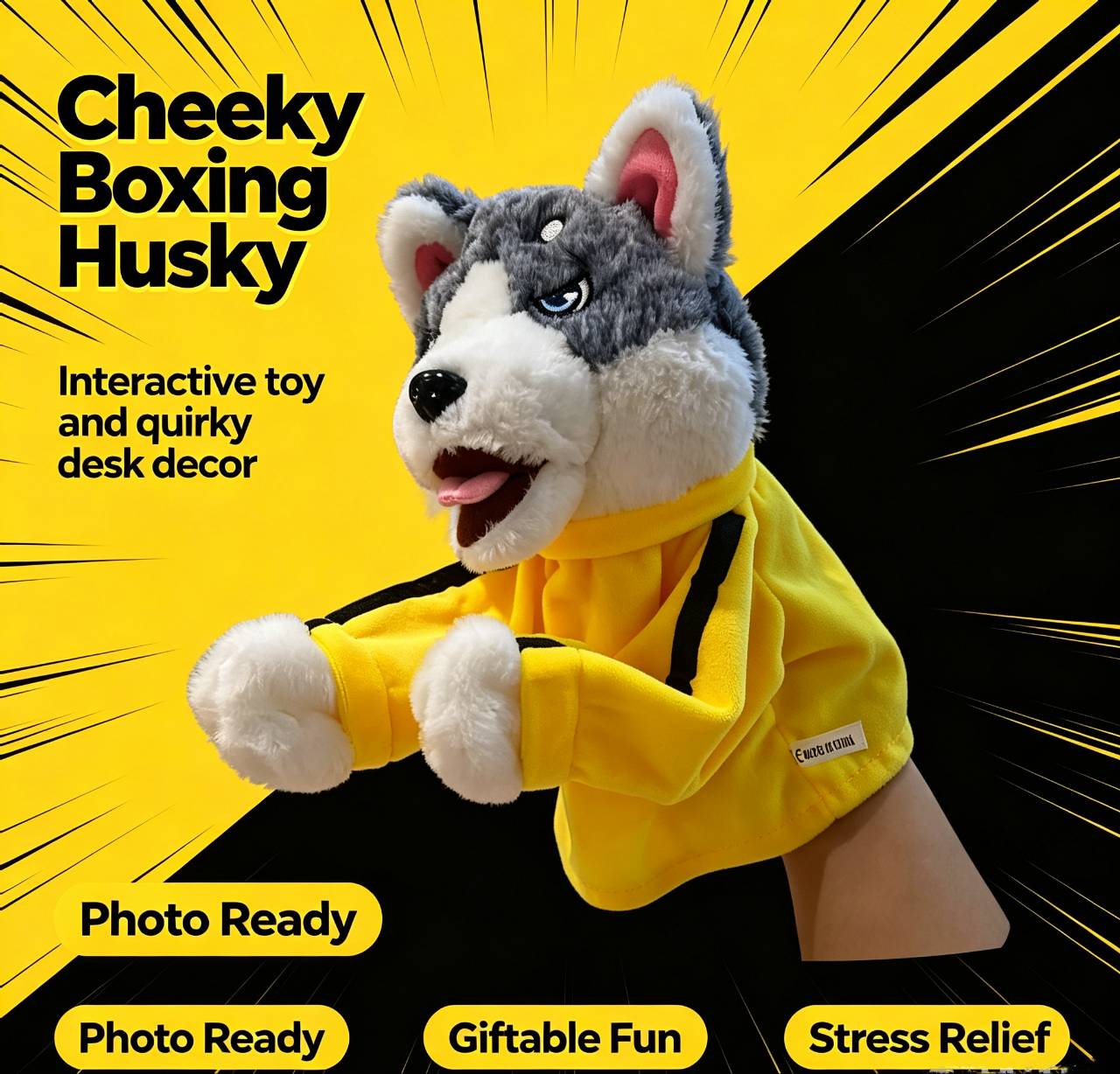 🐾 Interactive Boxing Husky Hand Puppet with Punching Sound Effects 🔥