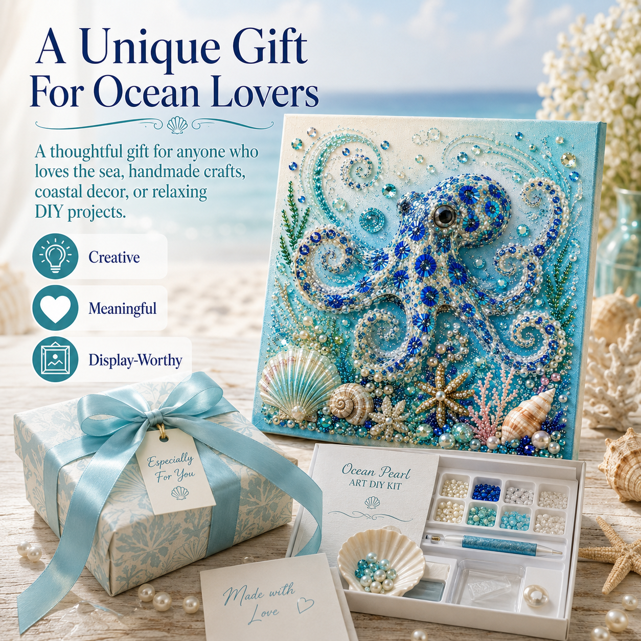 🔥Limited time 70% OFF - 🌊✨ Ocean Theme Pearl Art DIY Kit – Relaxing DIY Craft to Create Stunning Coastal Artwork (📦Buy 2 Free Shipping)