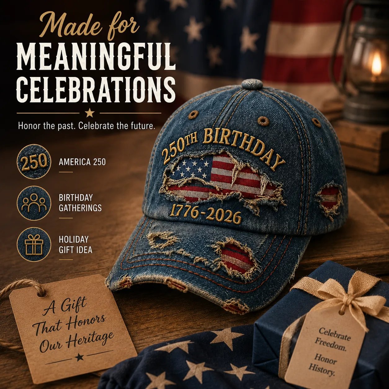 🧢🇺🇸 Handmade Veteran America 250th Anniversary Cap 🦅