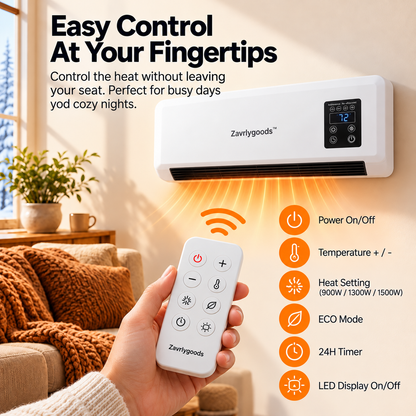 Black Friday Early Bird Deals-Wall-Mounted Space Heater with Thermostat and Remote Control