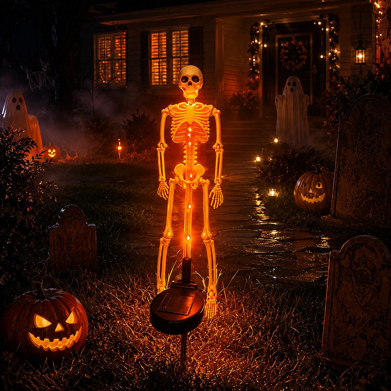 💜 Solar Light-Up Skeleton Yard Stake – Purple Glow Halloween Outdoor Decor 👻