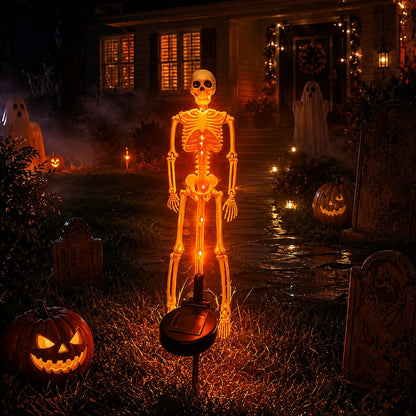 💜 Solar Light-Up Skeleton Yard Stake – Purple Glow Halloween Outdoor Decor 👻