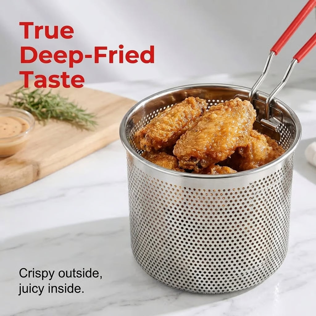 🍟 Compact Stainless Steel Deep Fryer Pot Set with Basket✨