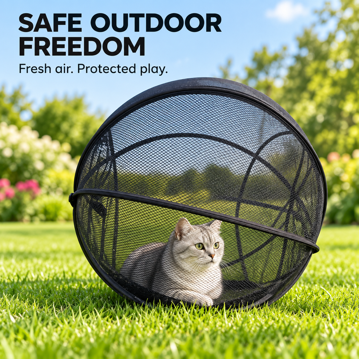 🐱 Pop Up Cat Playpen - Portable Breathable Mesh Outdoor Enclosure Tent 🌿