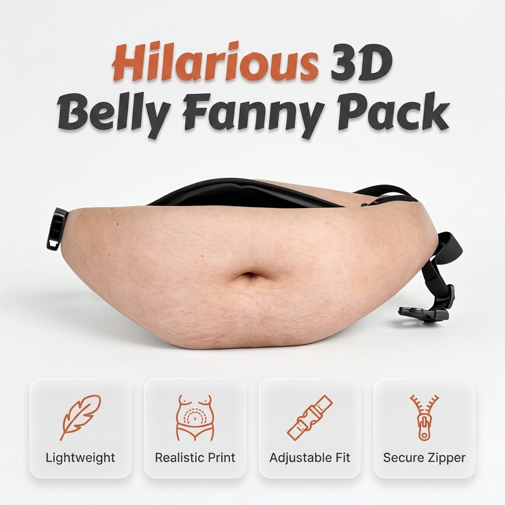 😂 3D Beer Belly Fanny Pack – Funny Waist Bag & Gag Gift 🎁