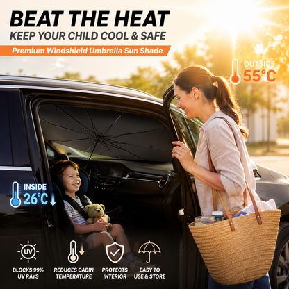🚗 Foldable Car Sunshade Umbrella – Reflective Windshield Heat & UV Protection ☀️