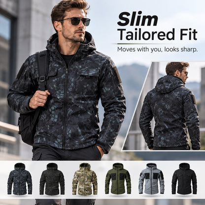 🏕️ Tactical Hooded Jacket with 9 Utility Pockets and Warm Fleece Lining