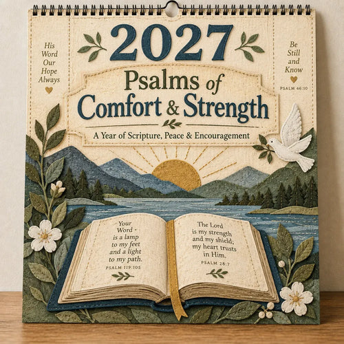 📖 2027 Psalms of Comfort & Strength Wall Calendar – 12-Month Scripture Art ✝️