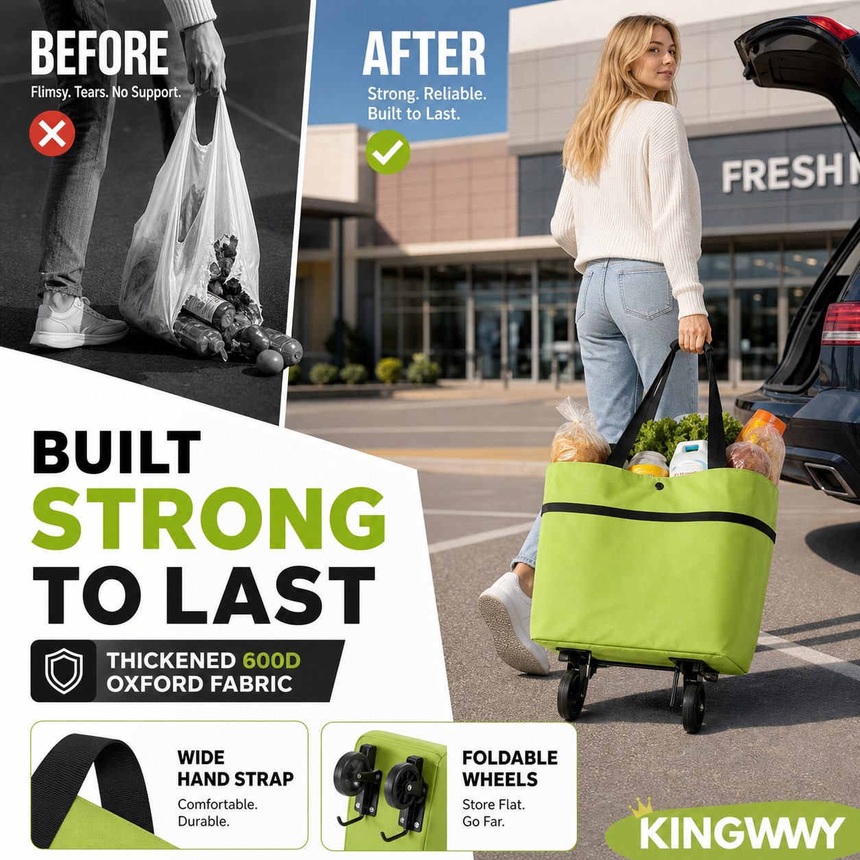 ⏰2-in-1 Foldable Shopping Cart