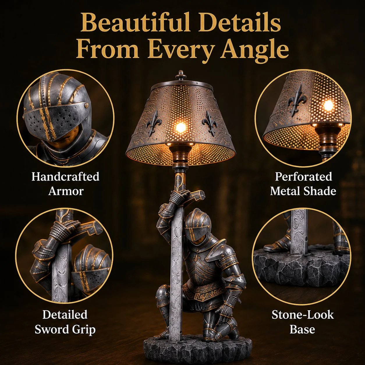 ⚔️ Honorbound Medieval Knight Lamp – Warm Chivalry Decor Light