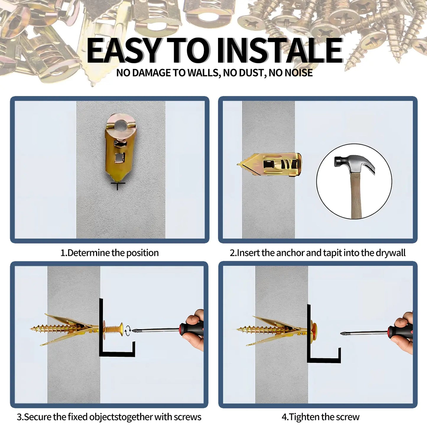 SOPAMI 80pcs Heavy Duty Self-Drilling Wall Anchor Kit