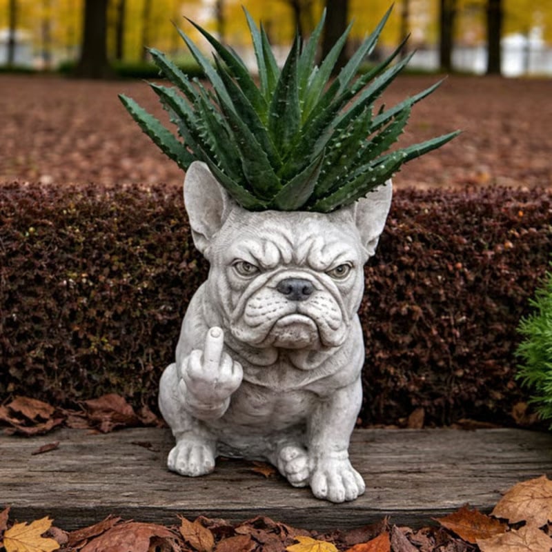 🐶 Funny Bulldog Planter – Cute Resin Plant Pot & Desk Decor
