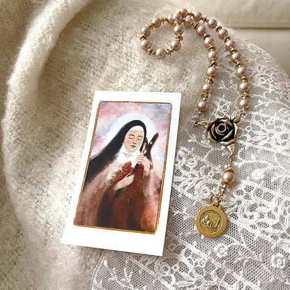 🌹 St Therese Little Flower Rose Novena Chaplet - Catholic Devotional Rosary Beads ✝️