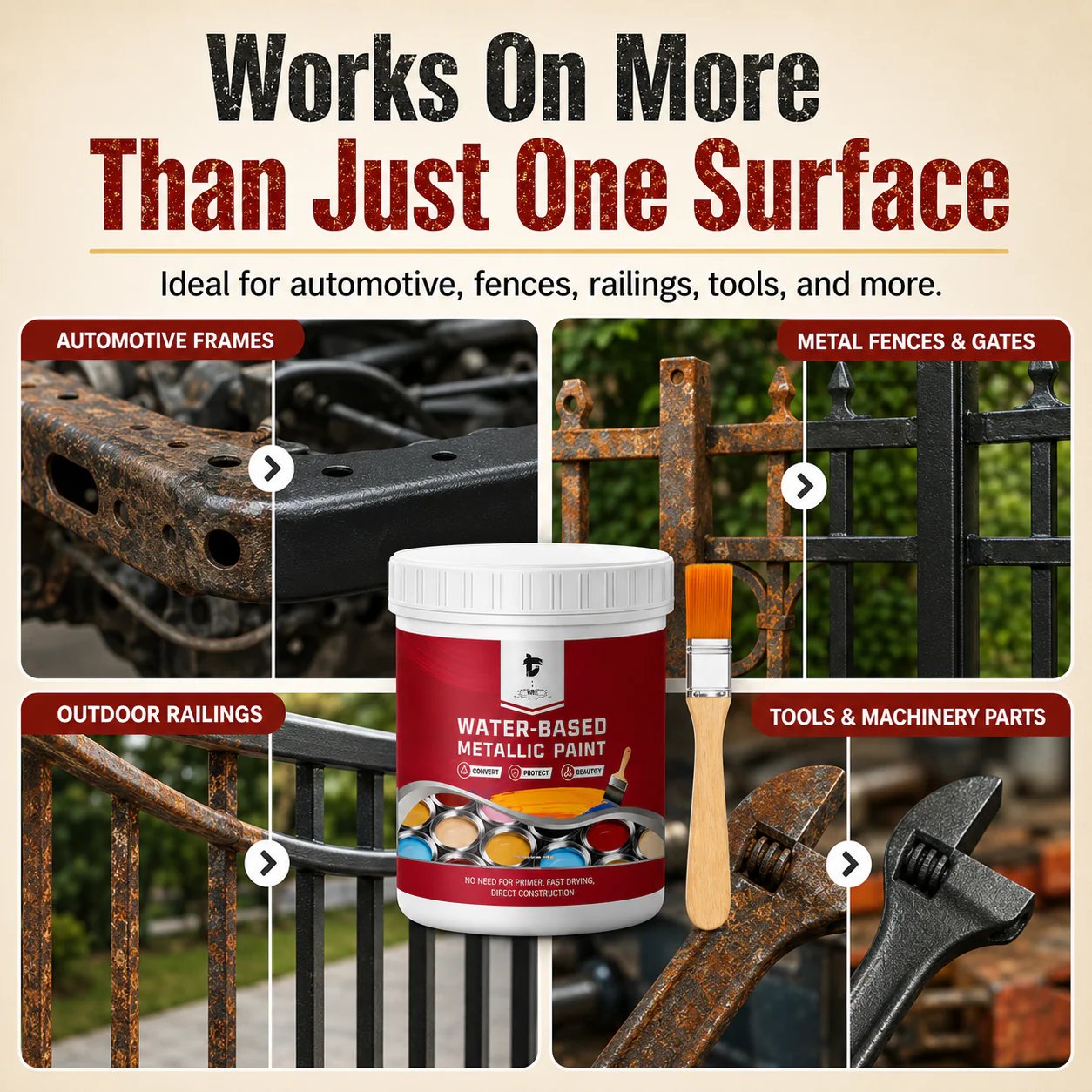 💥 50% OFF TODAY❗🛡️ Water-Based Rust Converter Paint for Metal | Brush-On Protective Coating