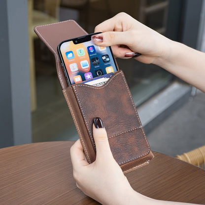 🏆 Last Day Special Price ! 🔥Waist Belt Cell Phone Pouch 📱 Multi-Pocket Leather Holster with Card Holder