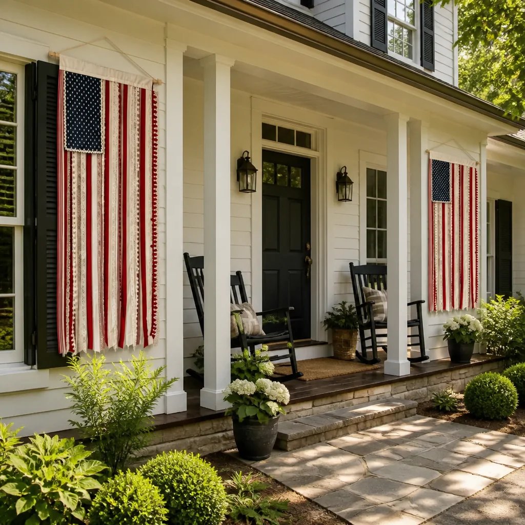 🔥 55% OFF Today Only 🇺🇸 Lighted Rag American Flag Banner ✨ Patriotic Porch Decor 🎆