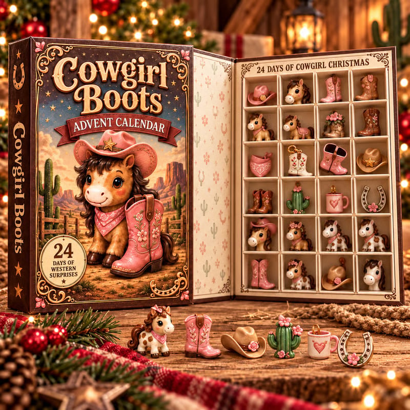 24-Day Cowgirl Boot Advent Calendar | Mini Collectible Western Charm Set