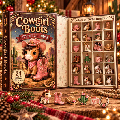 24-Day Cowgirl Boot Advent Calendar | Mini Collectible Western Charm Set