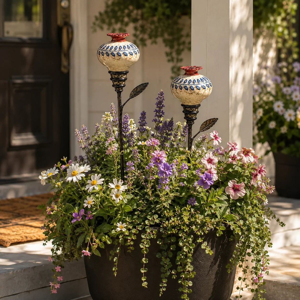 🌺 Ceramic Hummingbird Feeder Garden Stake for Outdoor Décor
