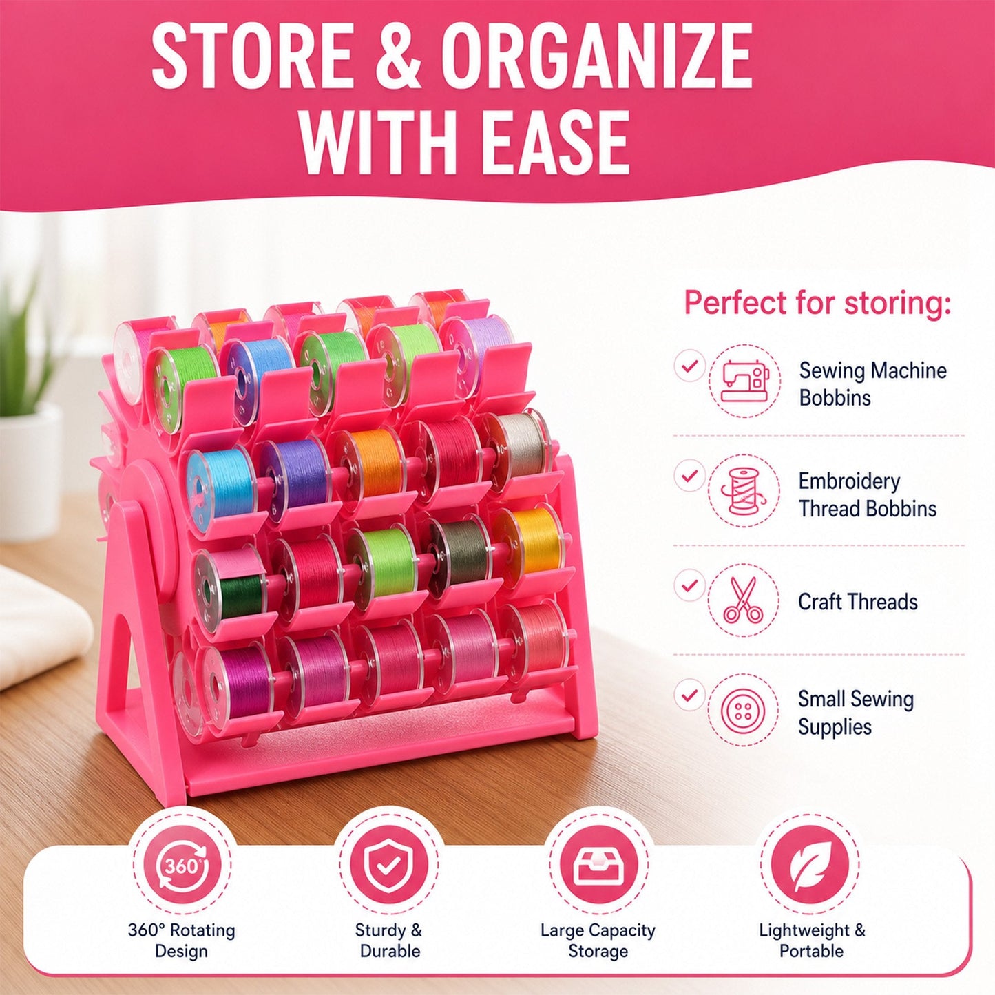 🔥Last Day 50% OFF🧵Rotating Bobbin Thread Organizer