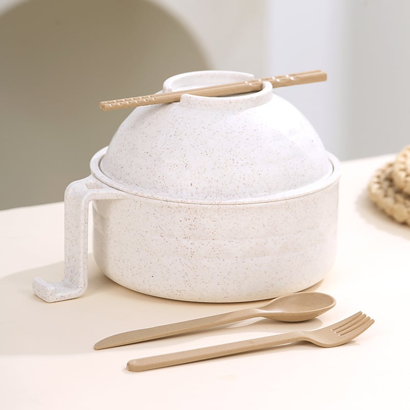 🍜 Microwavable Wheat Straw Ramen Bowl Set With Utensils 🥢