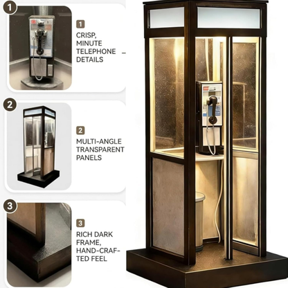 ☎️ Vintage Telephone Booth Lamp – 🏮 Warm LED Night Light with Retro Phone Details – Cozy Decor for Bedroom, Study & Office