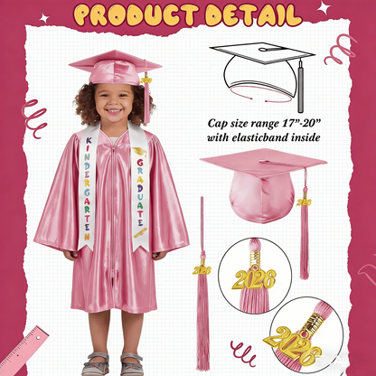 Kindergarten Graduation Outfit Class of 2026 Satin Graduation Cap