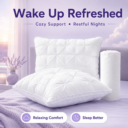 🛏️ Tufted Cooling Pillow – Ice Silk Breathable, Machine Washable