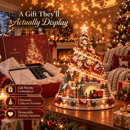 🏆 60,000+ Sold - 🎄Christmas Village Projection Centerpiece-Christmas Village Lightscape Tree