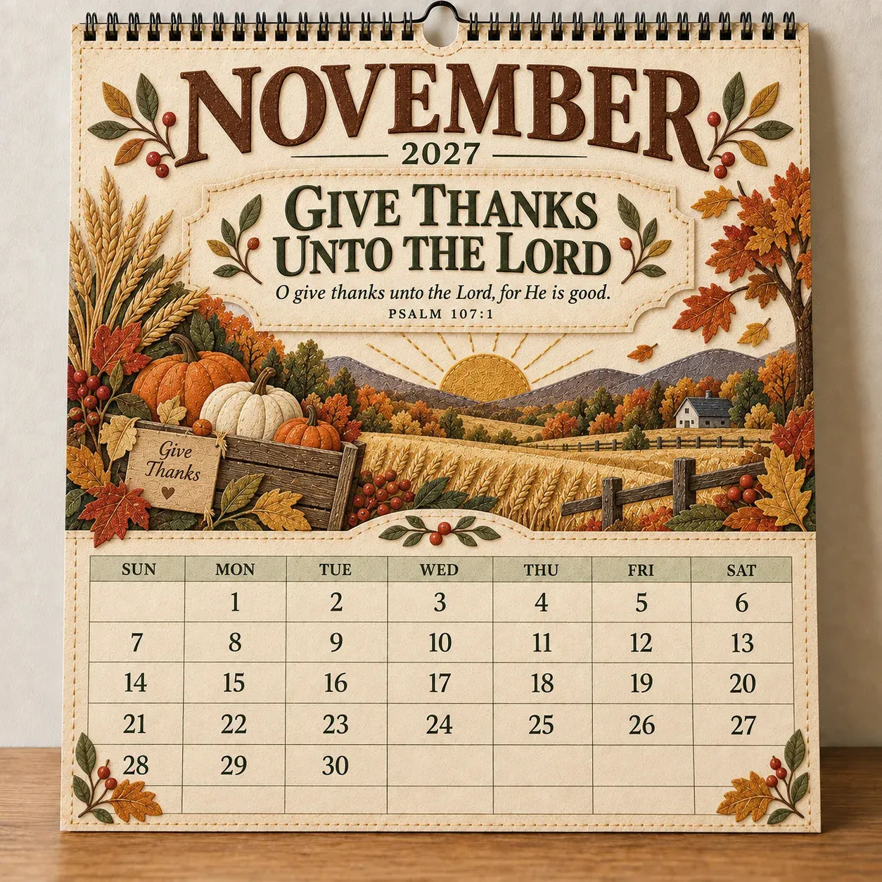 📖 2027 Psalms of Comfort & Strength Wall Calendar – 12-Month Scripture Art ✝️