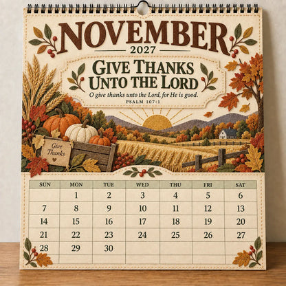 📖 2027 Psalms of Comfort & Strength Wall Calendar – 12-Month Scripture Art ✝️