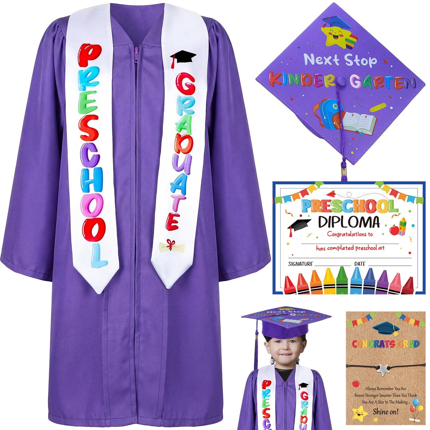 Kindergarten Graduation Outfit Class of 2026 Satin Graduation Cap