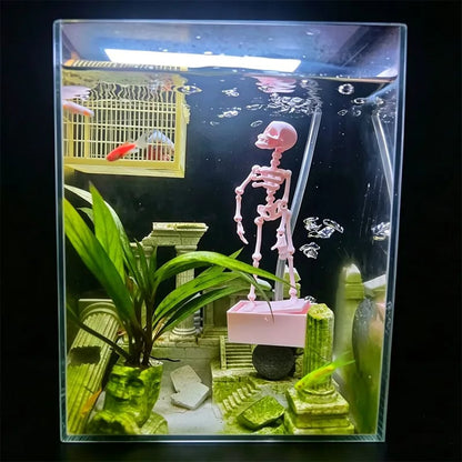 🎃 Dancing Skeleton Aquarium Ornament – Halloween Bubble Tank Decor 💀