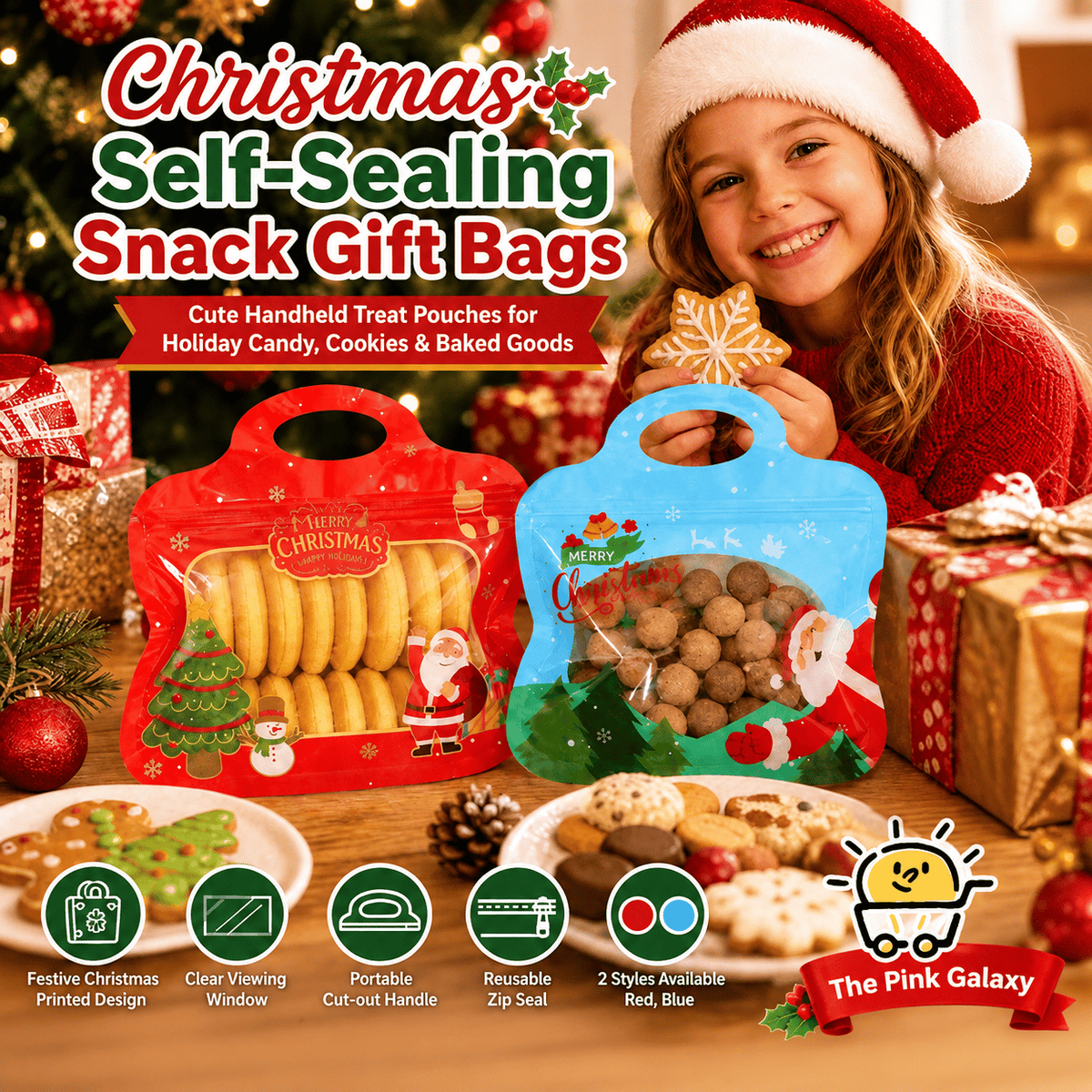 💖LAST DAY SALE 50% OFF!!🎁🎄 Christmas Self-Seal Treat Bags – Santa & Snowman Gift Bags 🎅