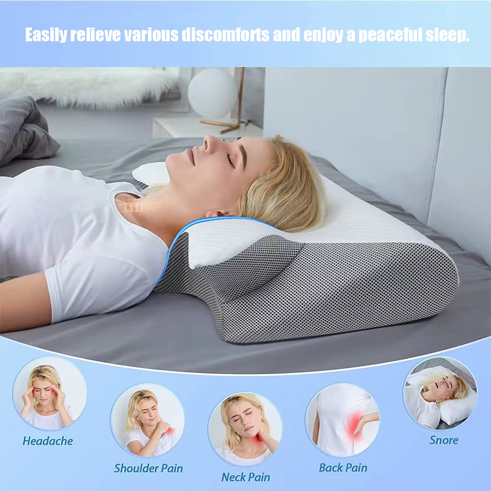 😴 Ergonomic Cervical Memory Foam Neck Pillow for Side, Back & Stomach Sleepers 🌙