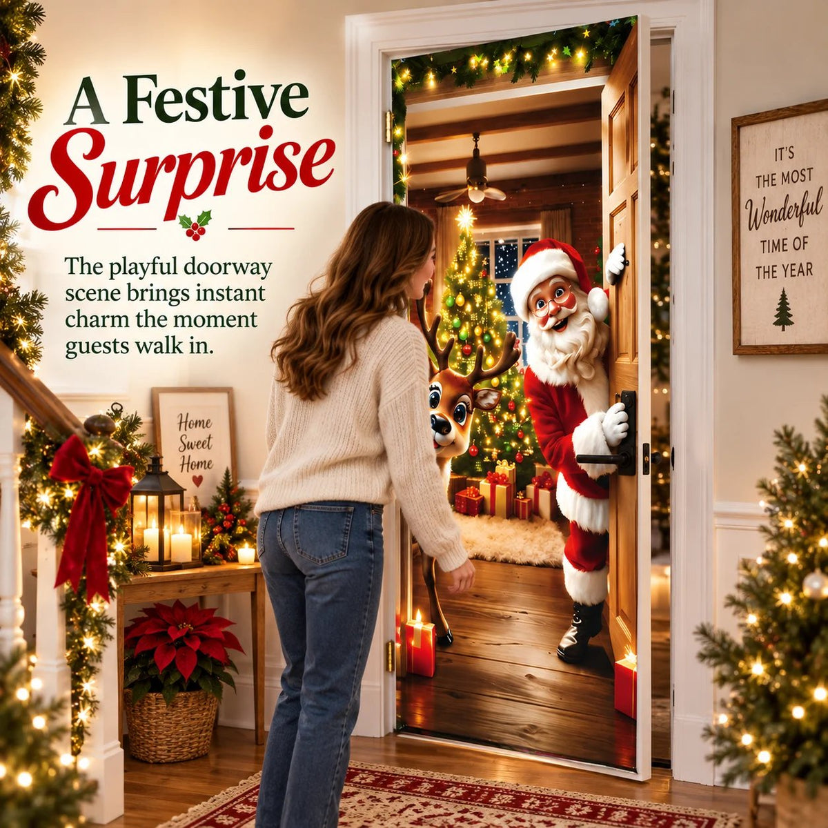 🎅 50% OFF 🎄 Christmas Santa Door Cover – Turn Your Door Into Holiday Magic