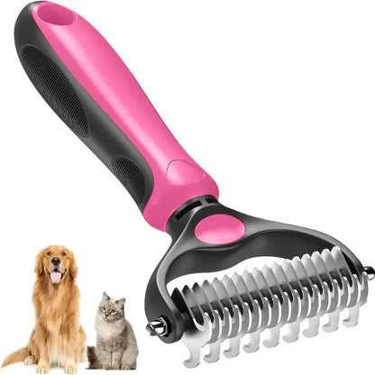 🐾 Double-Sided Pet Grooming Brush – Hurtless Undercoat Rake for Dogs & Cats ✨