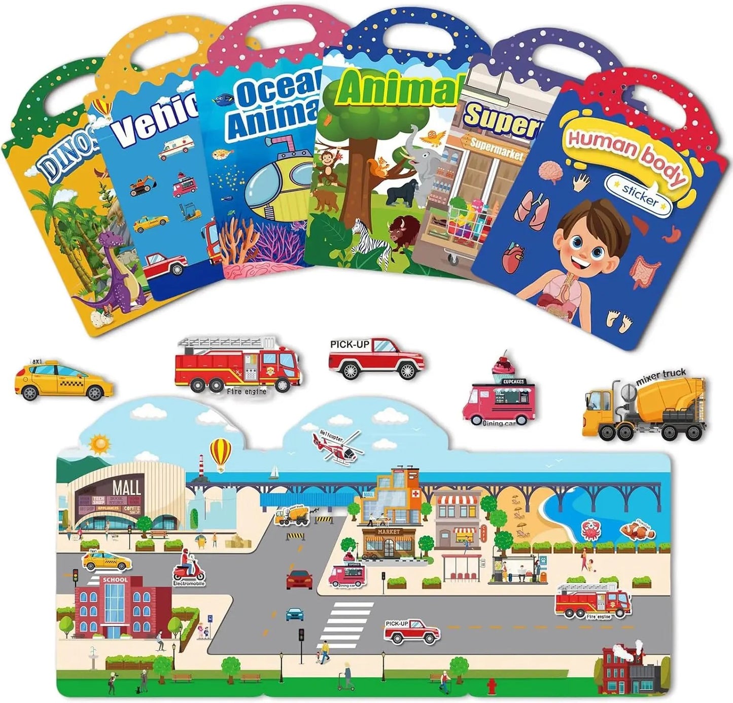 🧠📚Reusable Jelly Sticker Book for Toddlers 2-5, Portable Silicone Quiet Activity Travel Toy🎨