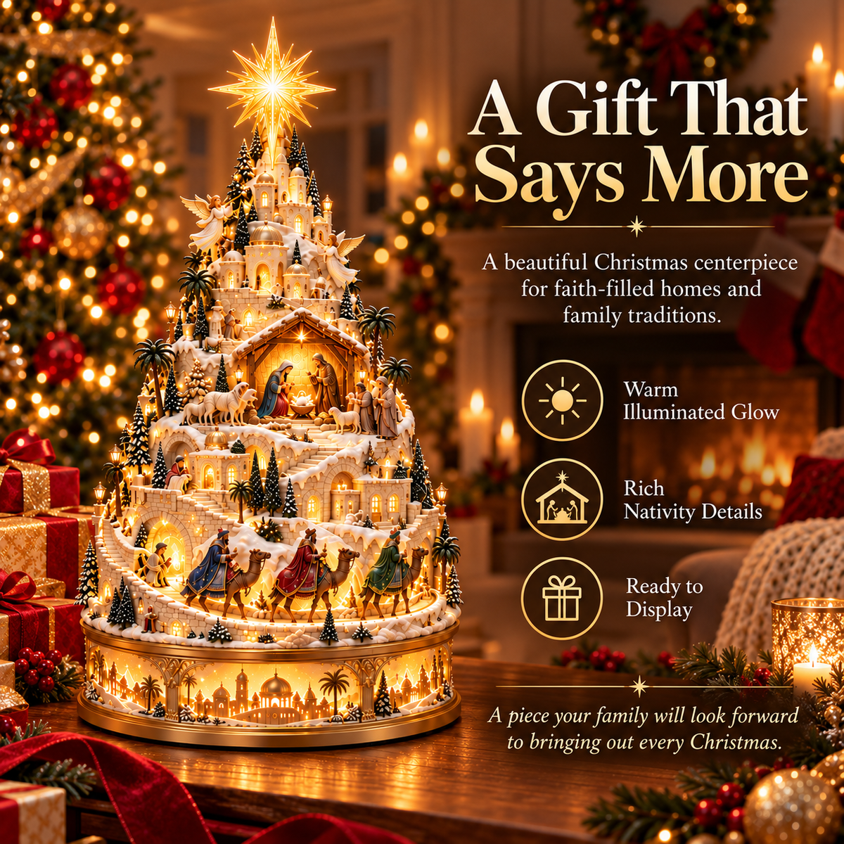 ✝️🎄 Bethlehem Village Glow™ | Lighted Nativity Christmas Centerpiece