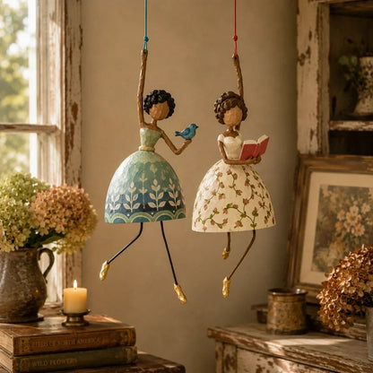 💃 Whimsical Dancing Lady Hanging Ornament – Charming Floral Home Decor 🌸