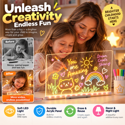 🎨 LED Drawing Board for Kids – Erasable Acrylic Art Board ✨