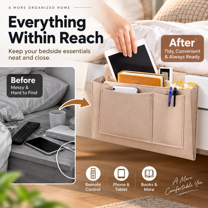 🛏️ Bedside Storage Organizer – Hanging Bed & Sofa Pocket
