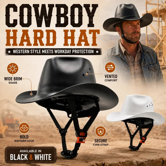 Western Cowboy Hard Hat, Vented Wide Brim Safety Helmet for Construction & Ranch Workers