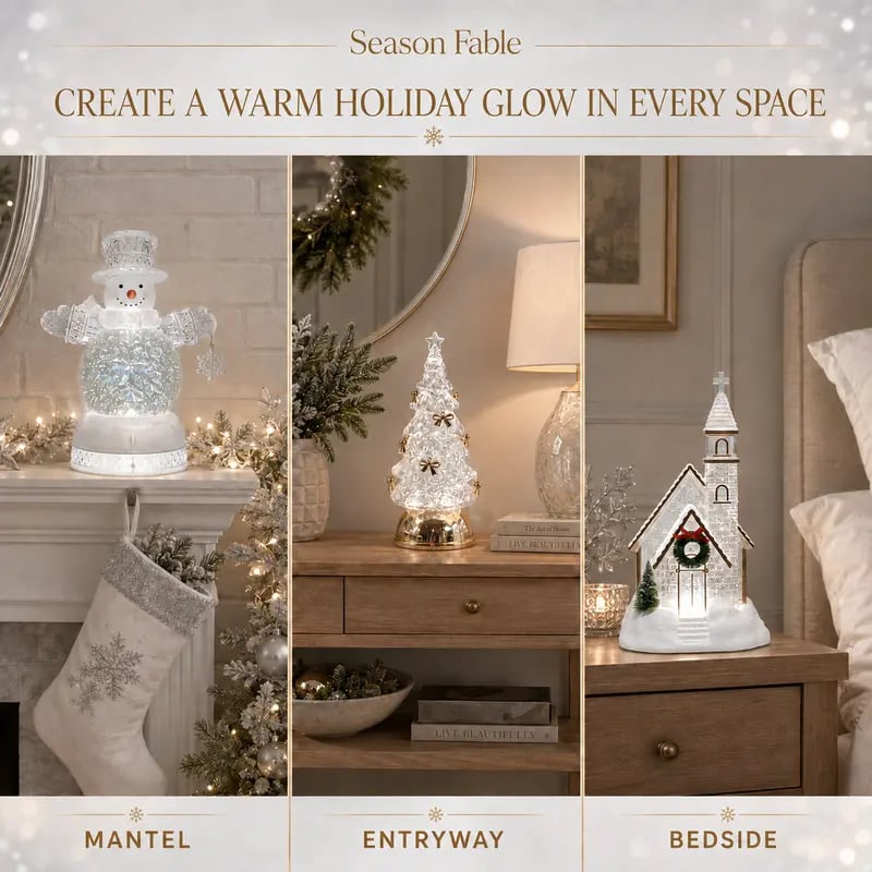 ❄️ Illuminated Musical Christmas Snow Globe Lantern – Swirling Snow, Warm Lights & Festive Music