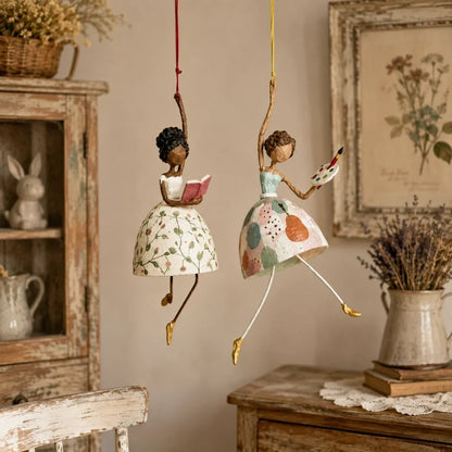 💃 Whimsical Dancing Lady Hanging Ornament – Charming Floral Home Decor 🌸
