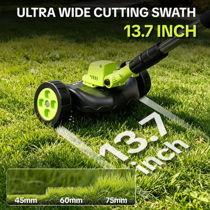 3-in-1 Cordless Lawn Mower with 2×21V Batteries, German Quality Lightweight Grass Trimmer & Edger