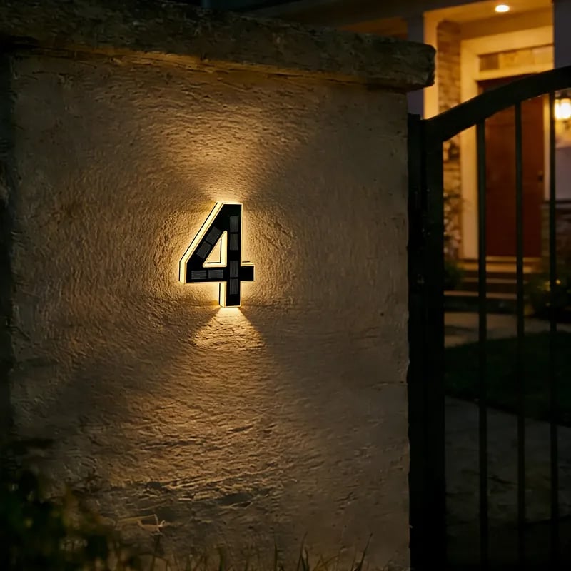 💡 Modern Solar Backlit Illuminated House Numbers | Wireless Dusk-to-Dawn Address Plaque 🏡