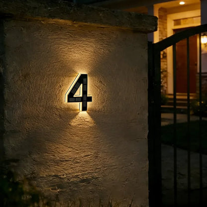💡 Modern Solar Backlit Illuminated House Numbers | Wireless Dusk-to-Dawn Address Plaque 🏡