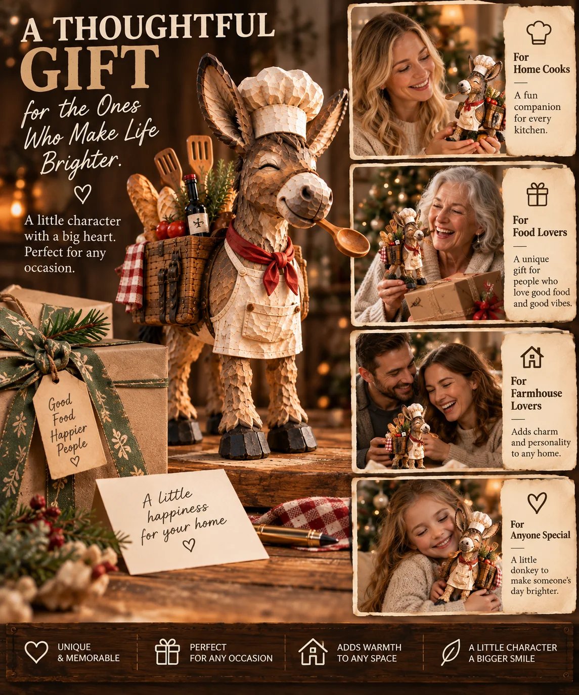 🫏 Donkey Chef Figurine – Rustic Farmhouse Kitchen Decor 🎁
