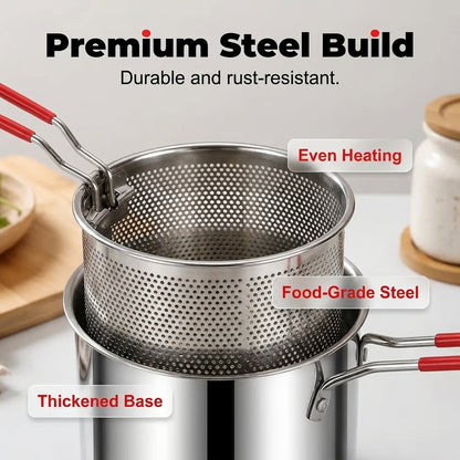 🍟 Compact Stainless Steel Deep Fryer Pot Set with Basket✨